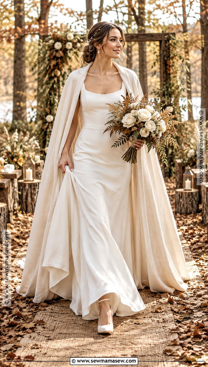 Bridal Cape Rustic Fall Wedding Dress - 20 rustic fall wedding dress ideas