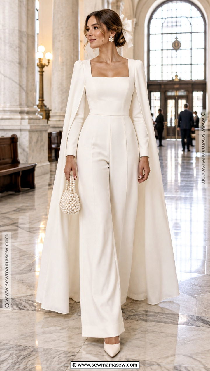Bridal Jumpsuit Fall Courthouse Wedding Dress - 20 fall courthouse wedding dress ideas