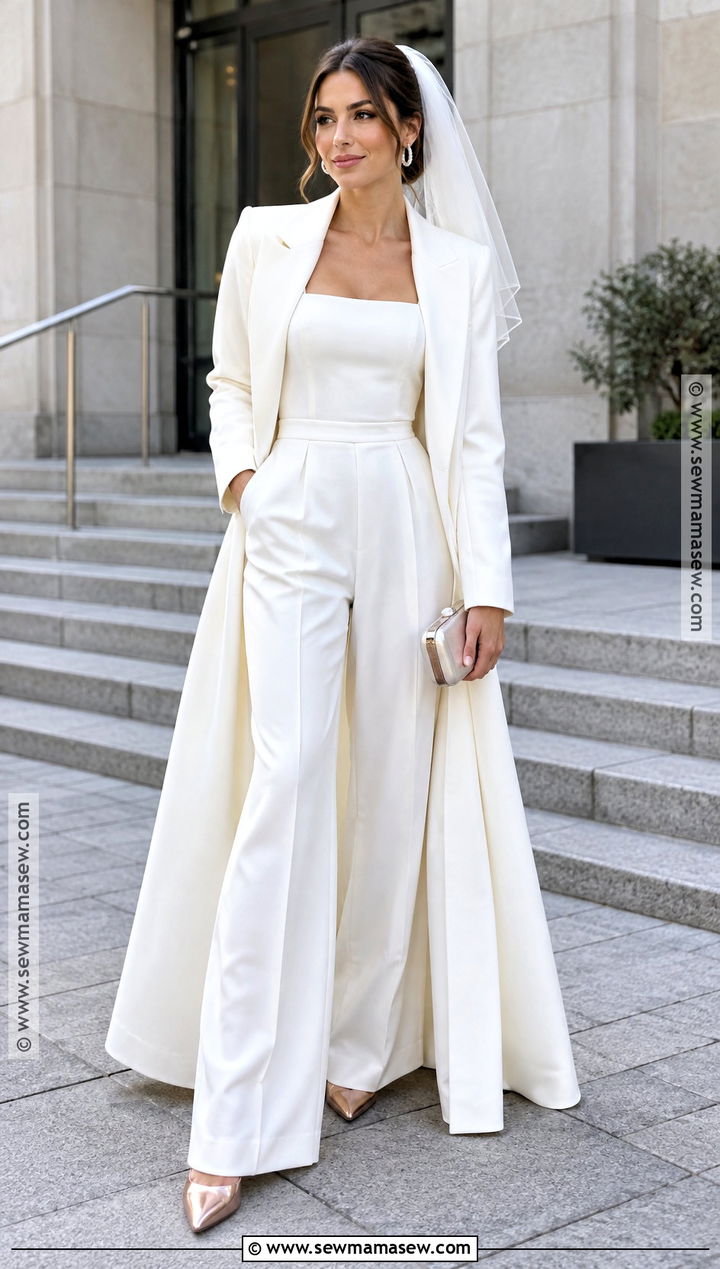 Bridal Jumpsuit With Long Coat - 15 november wedding dress brides ideas