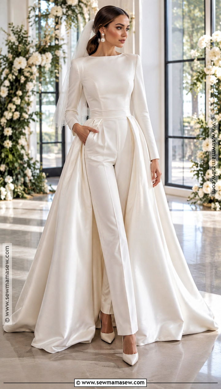 Bridal Jumpsuit With Overskirt - 15 wedding dress october ideas