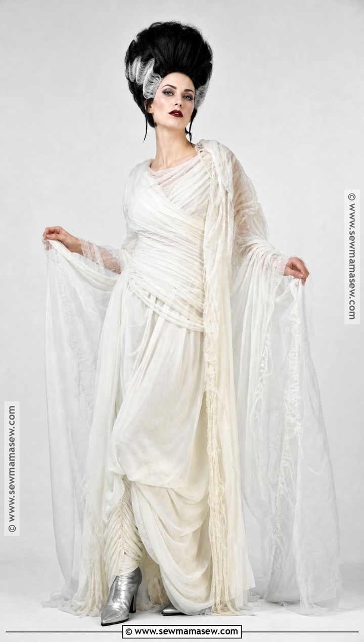 Bride Of Frankenstein Costume With White Streak Wig - 35 woman halloween costumes