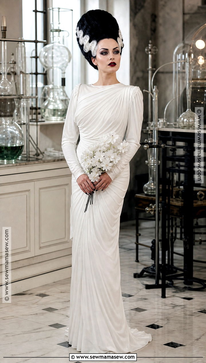 Bride Of Frankenstein Costume With White Streak Wig - 30 scary movie costumes