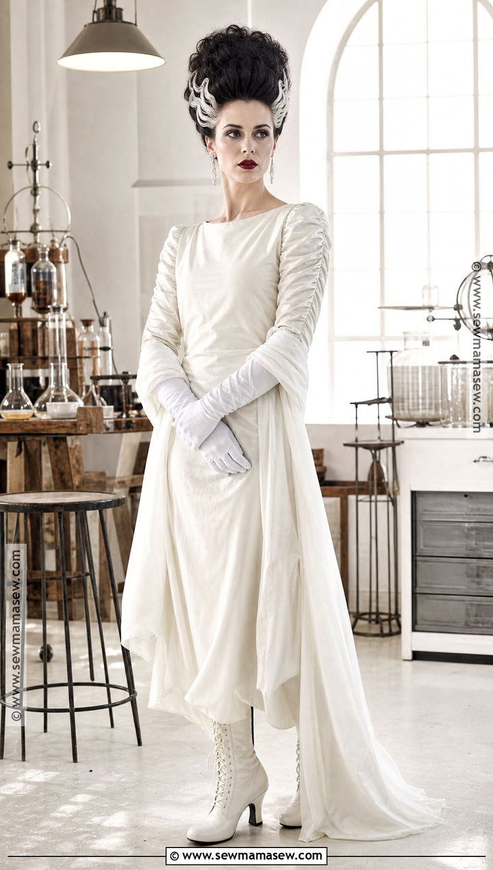 Bride of Frankenstein Costume With White Gown - 30 Halloween Costumes Solo for Women