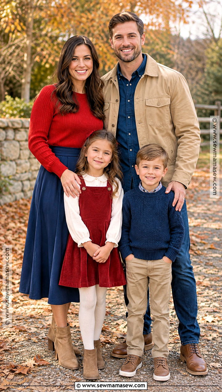 Bright Red And Blue Family Outfit - 15 Fall Family Pictures Outfits Red