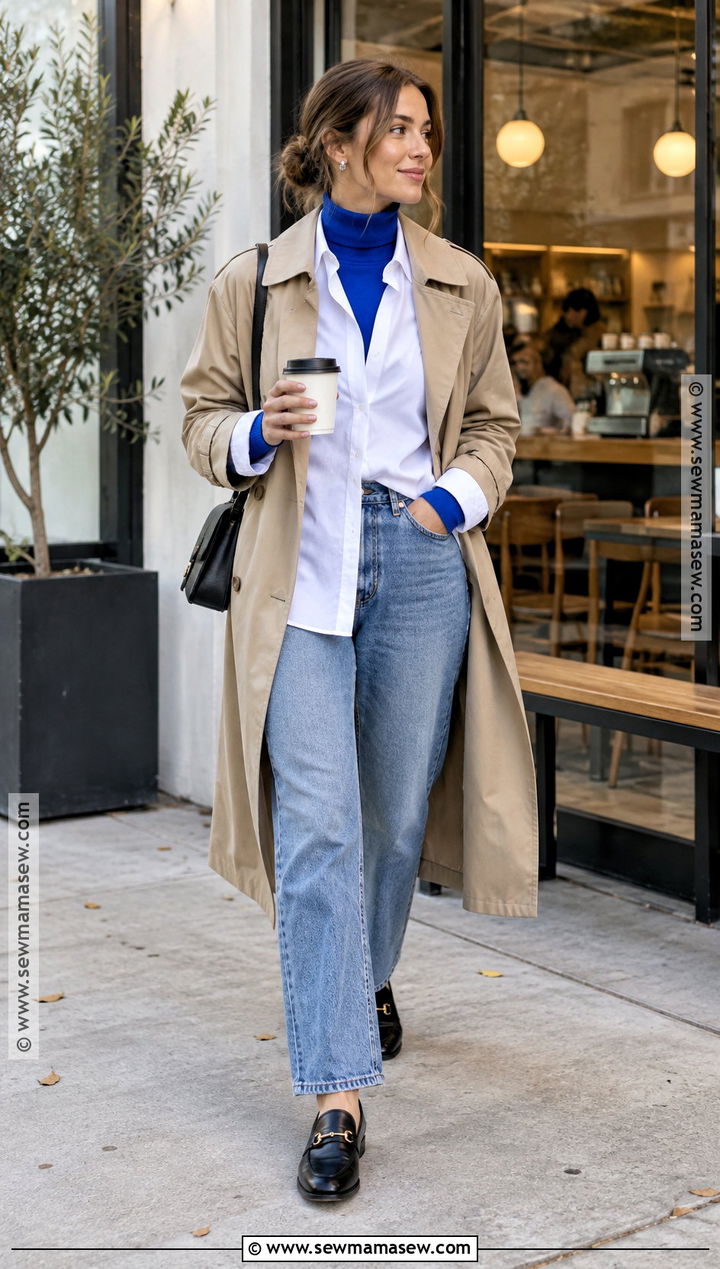 Bright Turtleneck Under A Button Down Shirt - 15 fall turtlenecks ideas