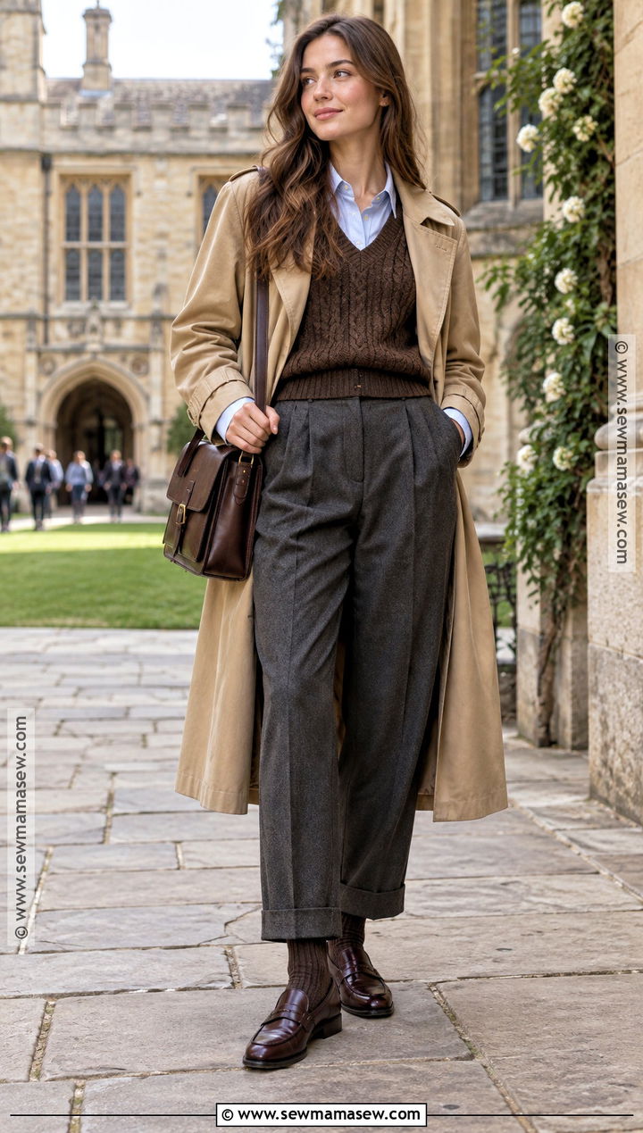 British Fall Sweater Vest And Oxford Shirt Outfit - 15 british fall style ideas