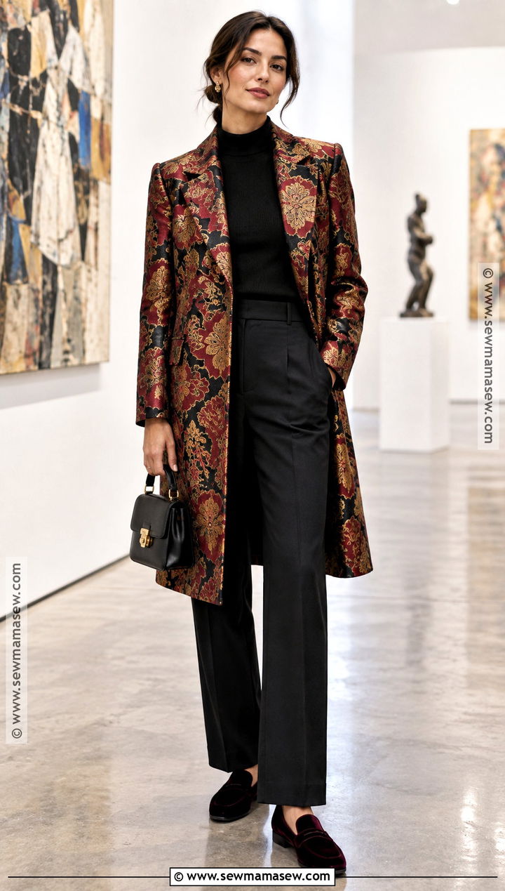 Brocade Coat With Simple Separates - 25 fall coats
