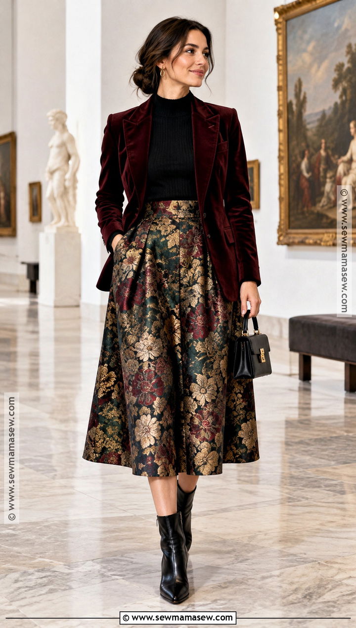 Brocade Skirt Autumn Outfit - 25 skirt autumn outfit ideas