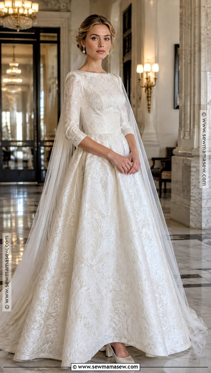 Brocade Wedding Dress With Cape Veil - 15 Late Fall Wedding Dress Ideas
