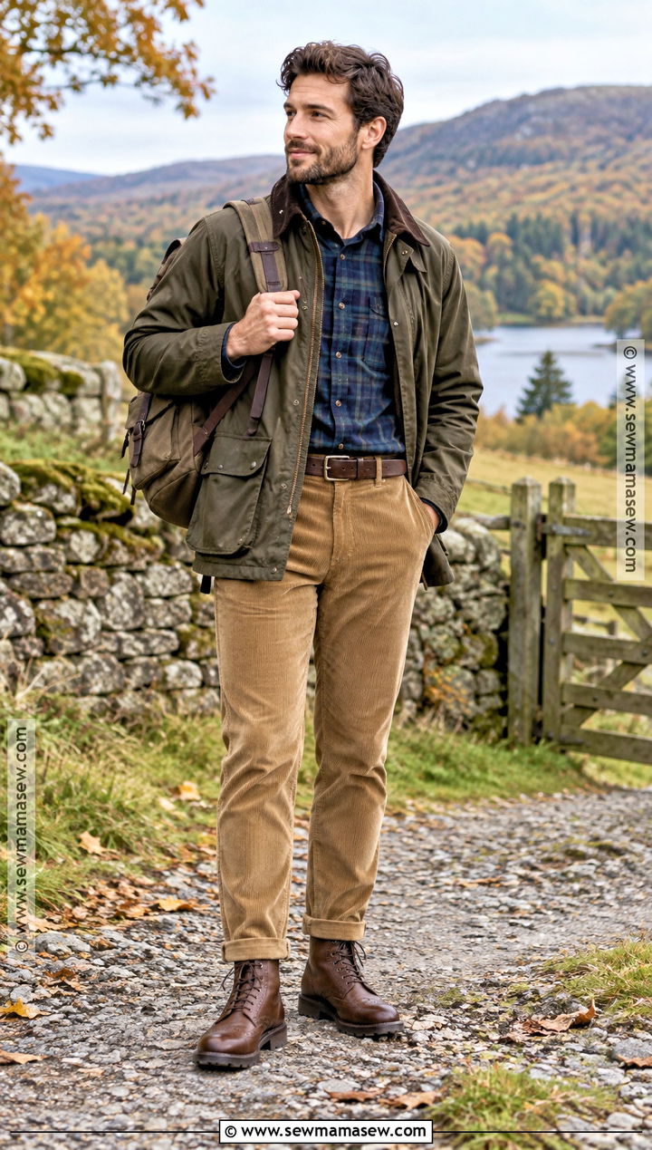 Brogue Boots With Corduroy Pants and Field Jacket - 15 fall shoes 2026 for men