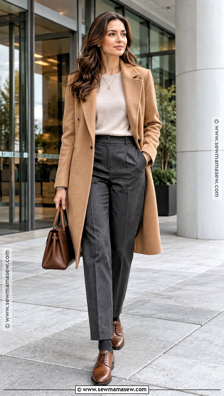 Brogues With Tailored Trousers And A Wool Coat - 15 comfortable shoes for autumn