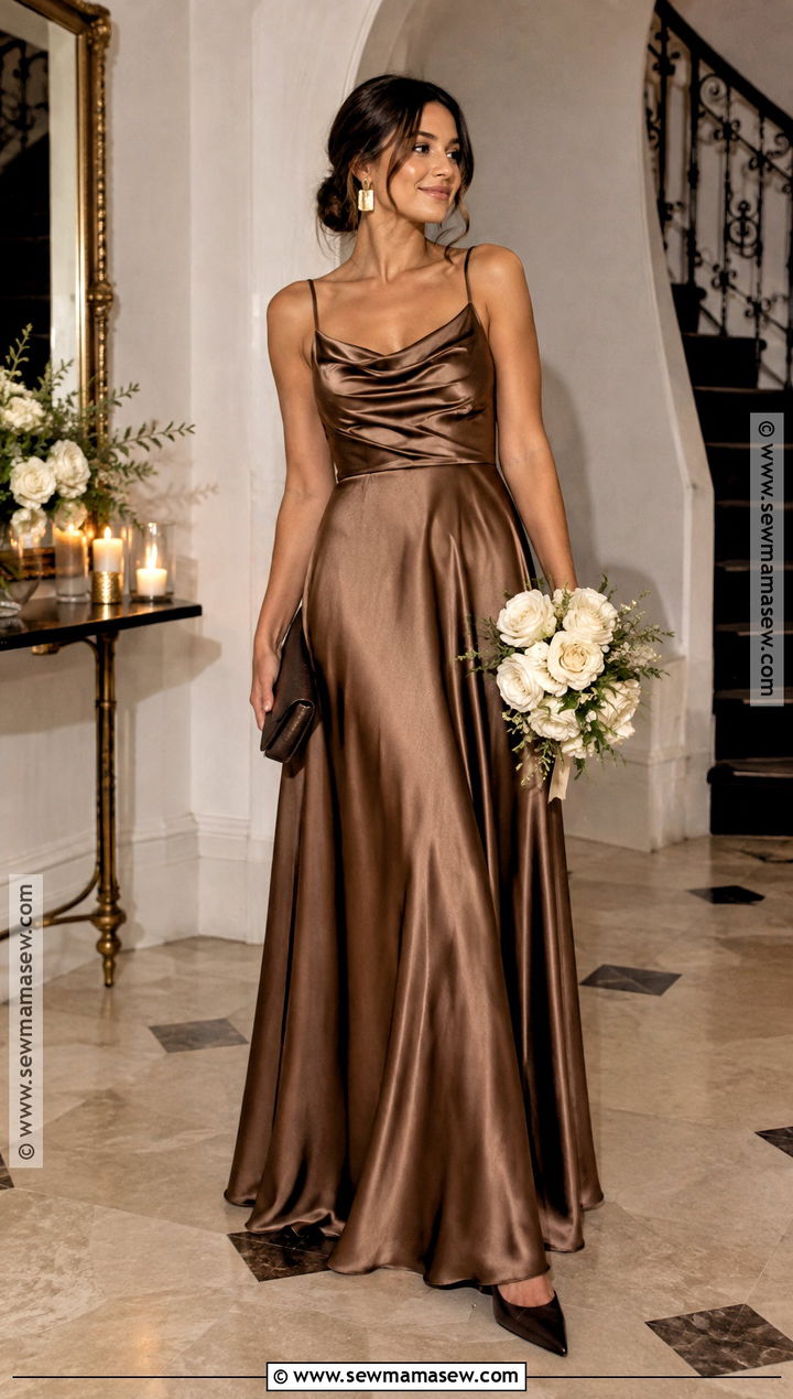 Bronze Brown Metallic Satin Bridesmaid Dress - 15 Fall Bridesmaid Dresses Brown