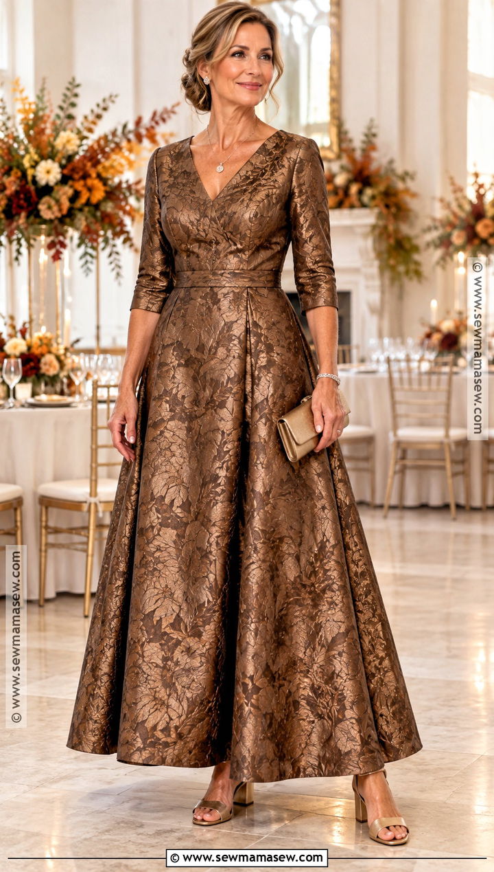 Bronze Metallic Mother Of The Bride Dress - 15 Fall Mother Of Bride Dresses