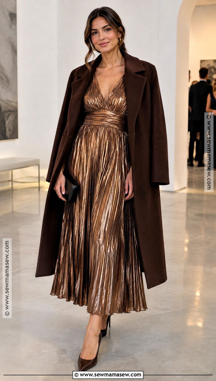 Bronze Metallic November Wedding Guest Dress - 25 november wedding guest dress ideas