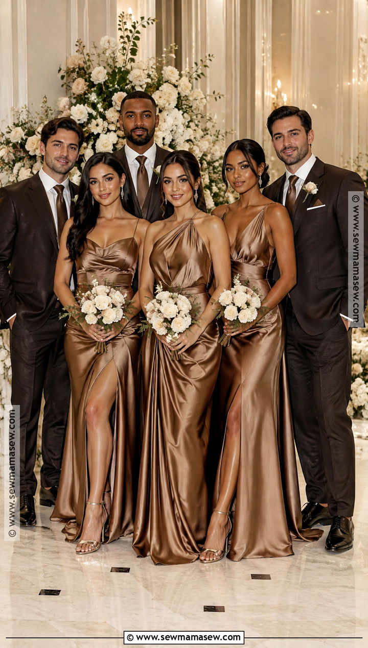 Bronze and Espresso Wedding Party Attire - 15 wedding party attire color schemes fall ideas