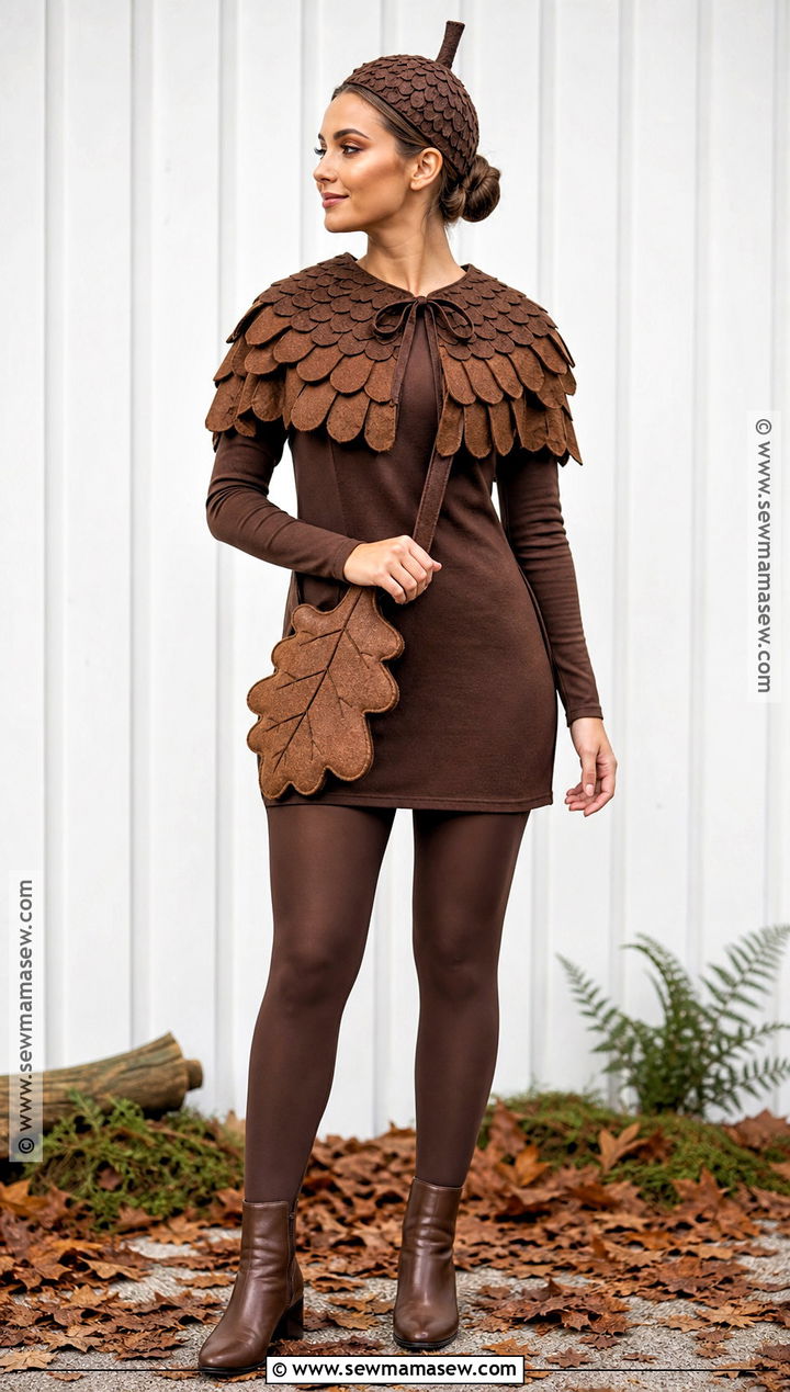 Brown Acorn Costume With Textured Cap - 35 brown halloween costumes