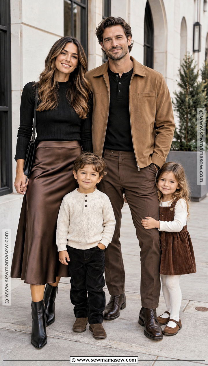 Brown And Black Modern Family Picture Outfits - 15 fall family pictures outfits brown
