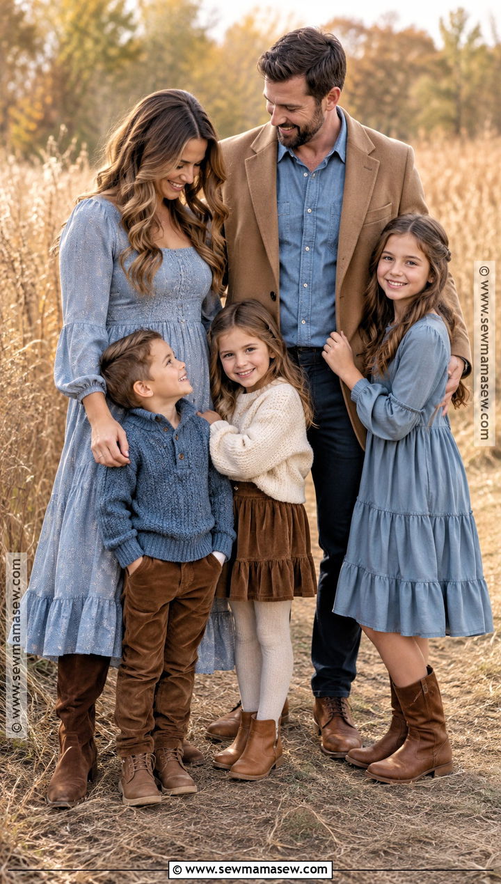 Brown And Blue Fall Family Picture Outfits - 15 fall large family pictures outfits