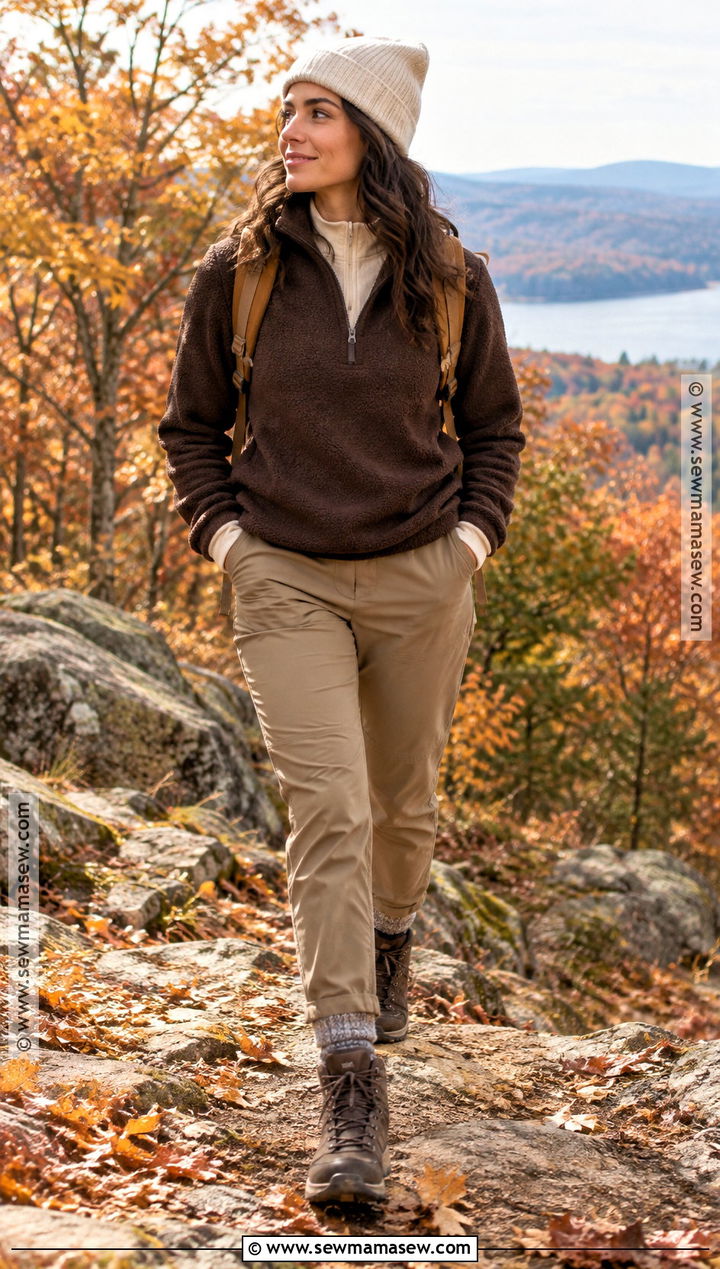 Brown And Cream Fall Hiking Outfit - 25 fall hiking outfits for women