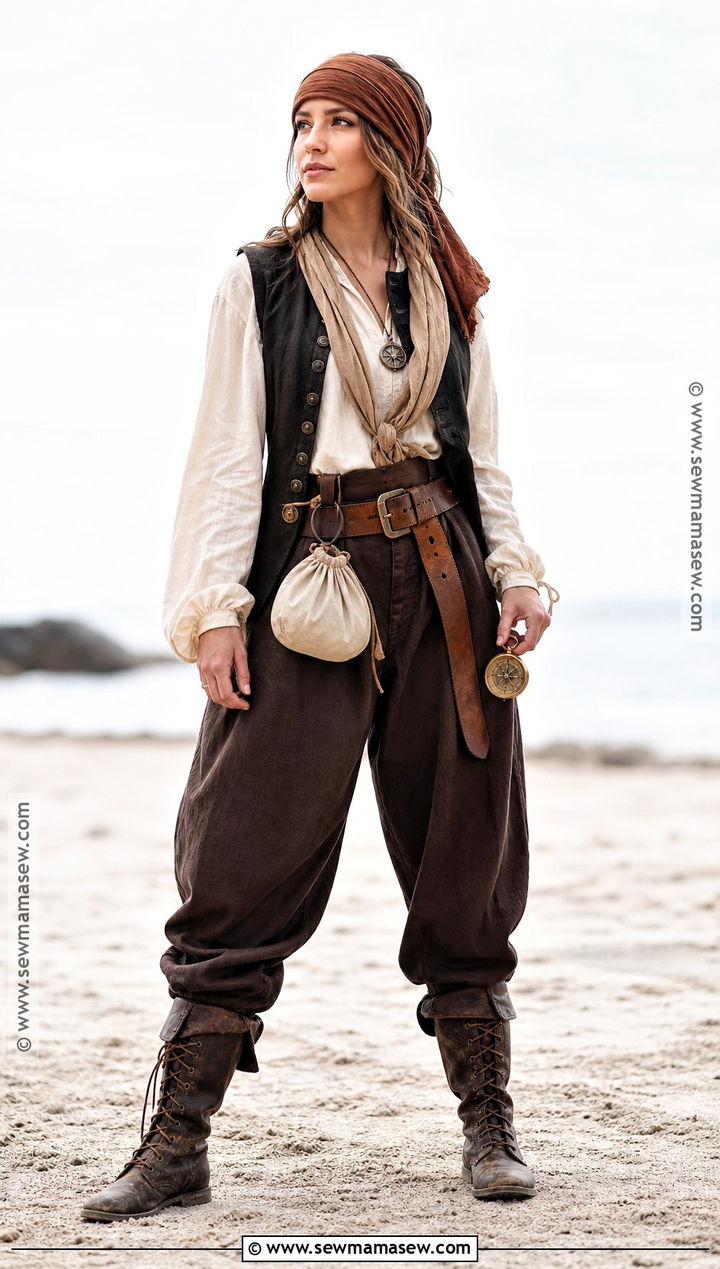 Brown And Cream Pirate Costume - 35 easy pirate costume ideas
