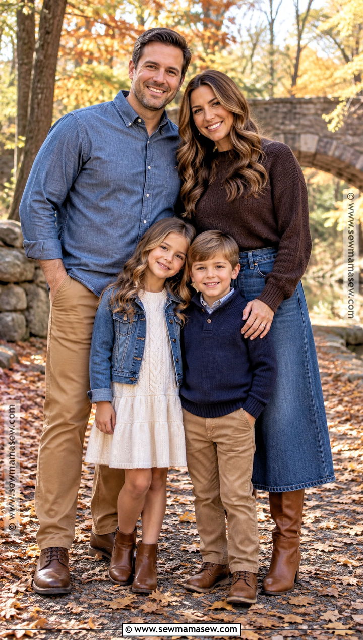 Brown And Denim Blue Fall Family Photo Outfit - 15 fall family photo outfits color combos brown