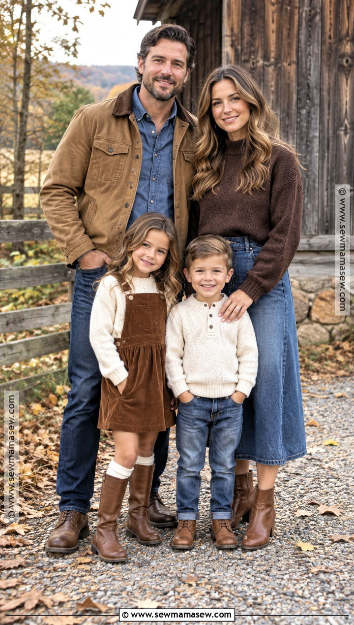 Brown And Denim Fall Family Picture Outfits - 15 fall family pictures outfits brown