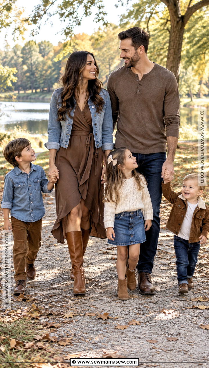 Brown And Denim Family Outfits - 15 fall family photos brown outfits