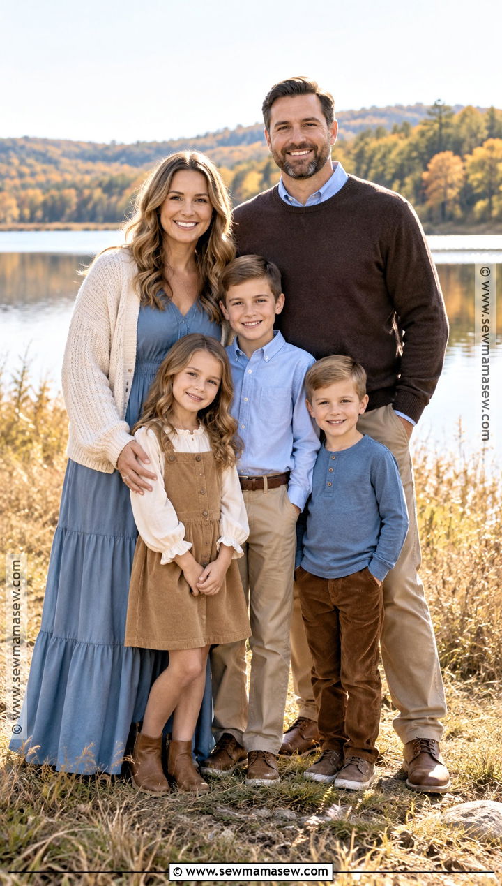 Brown And Dusty Blue Fall Family Photo Outfit - 15 fall family photo outfits color combos brown