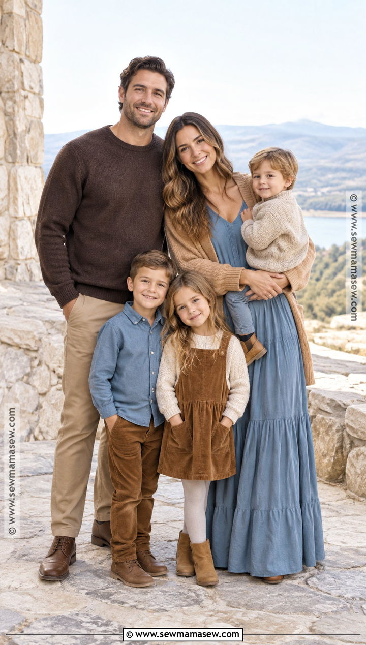 Brown And Dusty Blue Family Picture Outfits - 15 fall family pictures outfits brown
