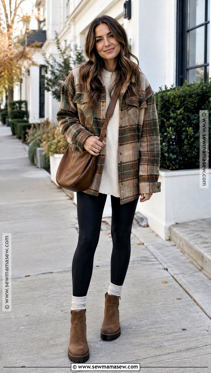 Brown Ankle Boots With Leggings And Oversized Shacket - 15 brown ankle boots fall style