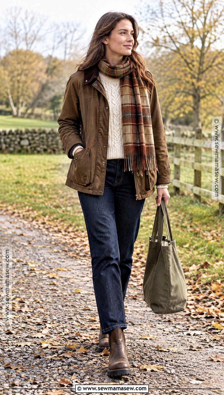 Brown Barn Jacket And Dark Jeans Autumn Outfit - 15 earthy outfits autumn