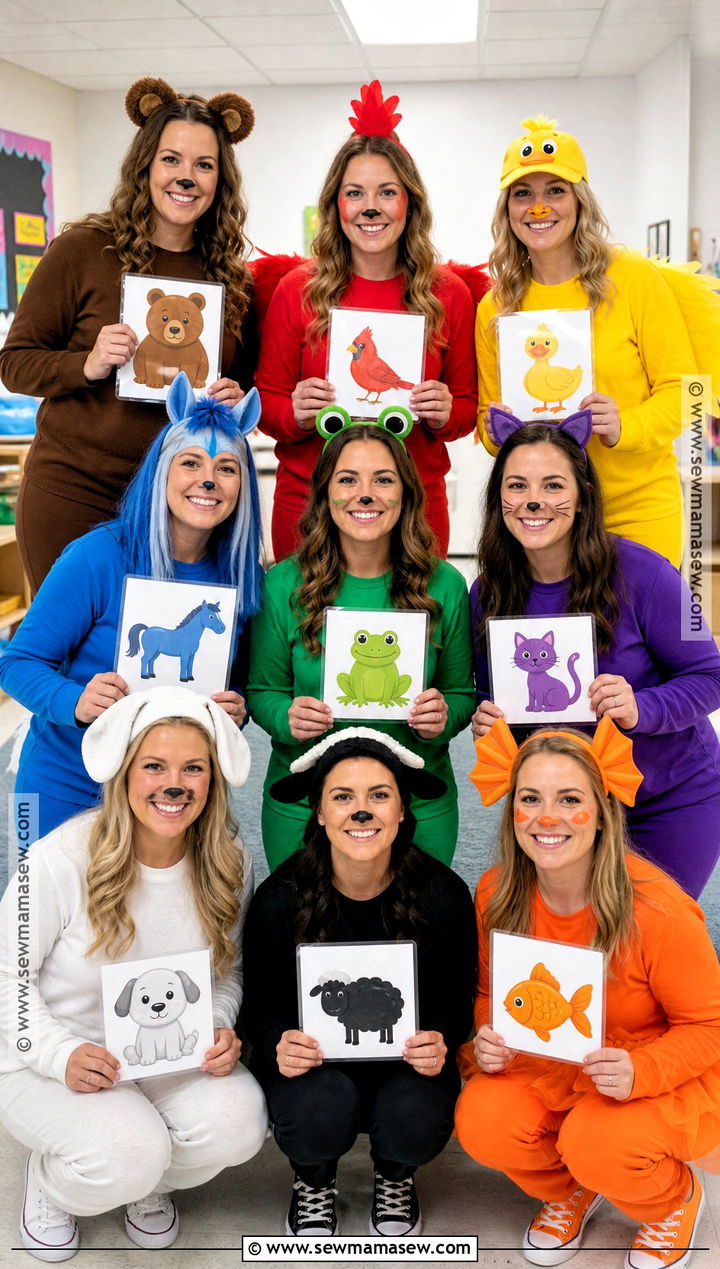 Brown Bear Color Character Teacher Team Costume - 30 Teacher Team Halloween Costumes