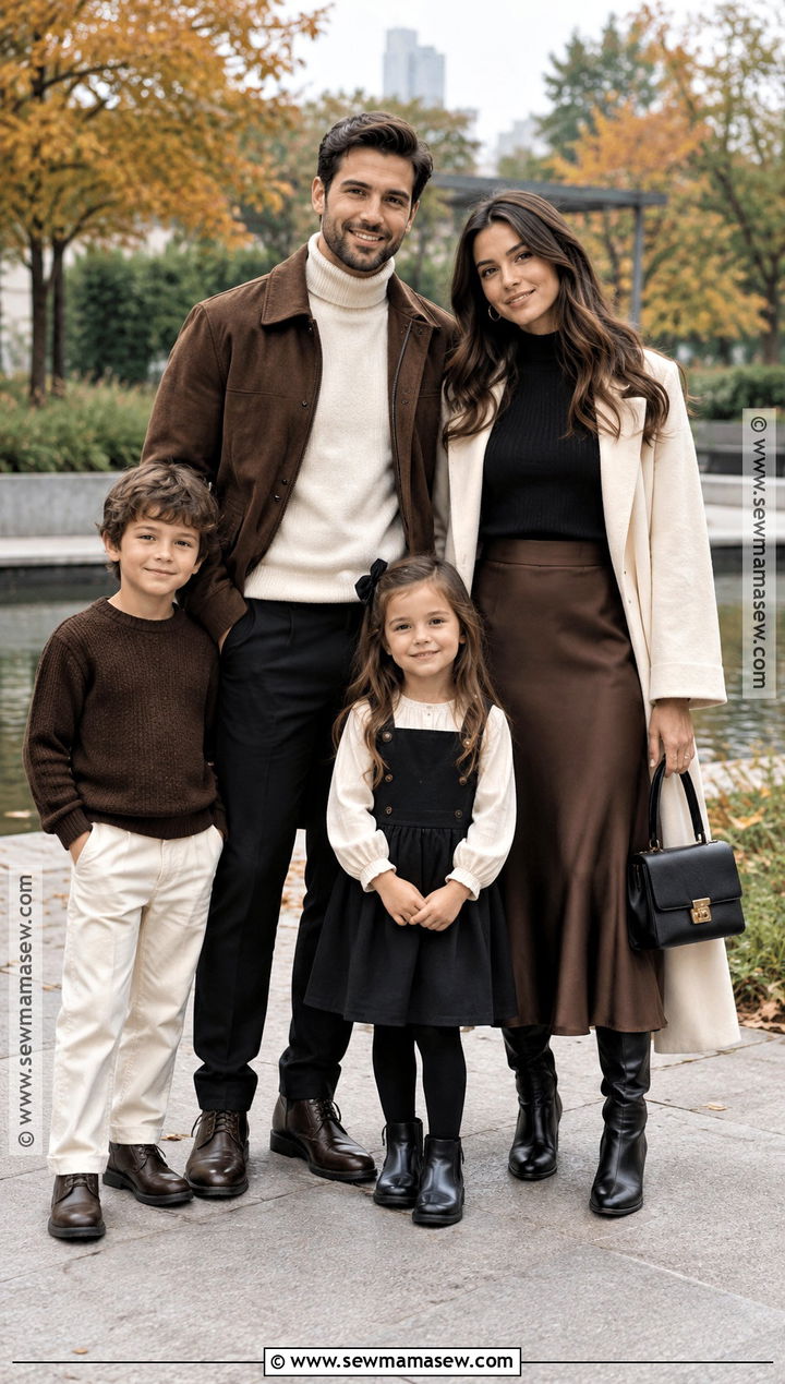 Brown Black And Cream Family Outfits - 15 fall family photos brown outfits