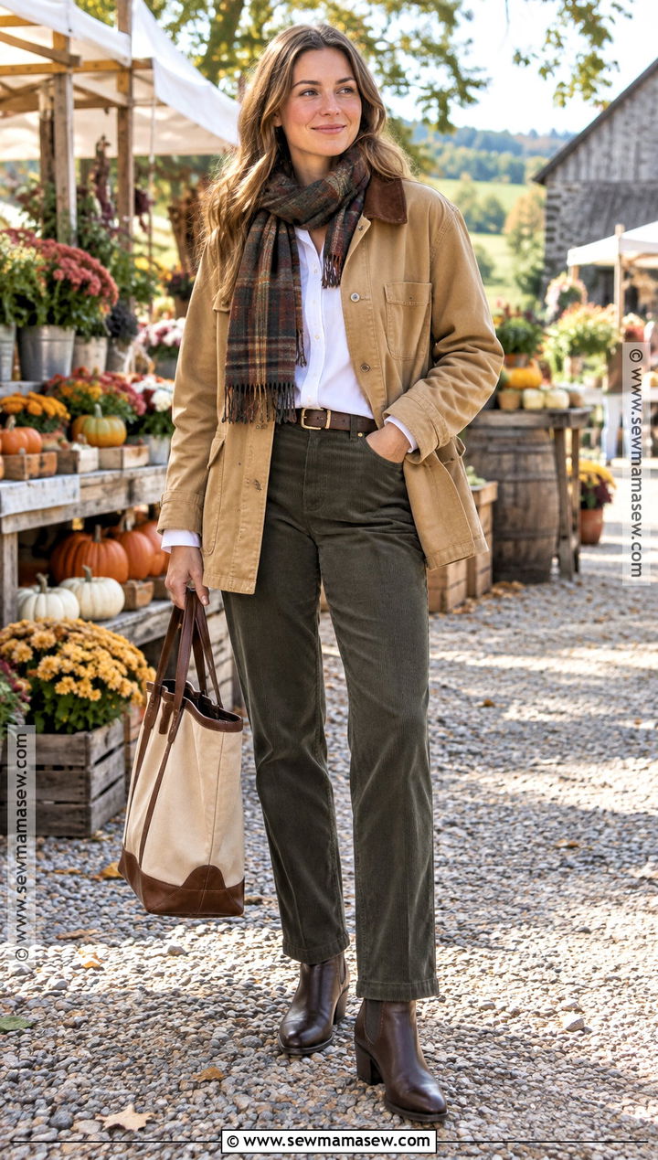 Brown Boots With Corduroy Pants And Barn Jacket - 25 autumn boots outfit