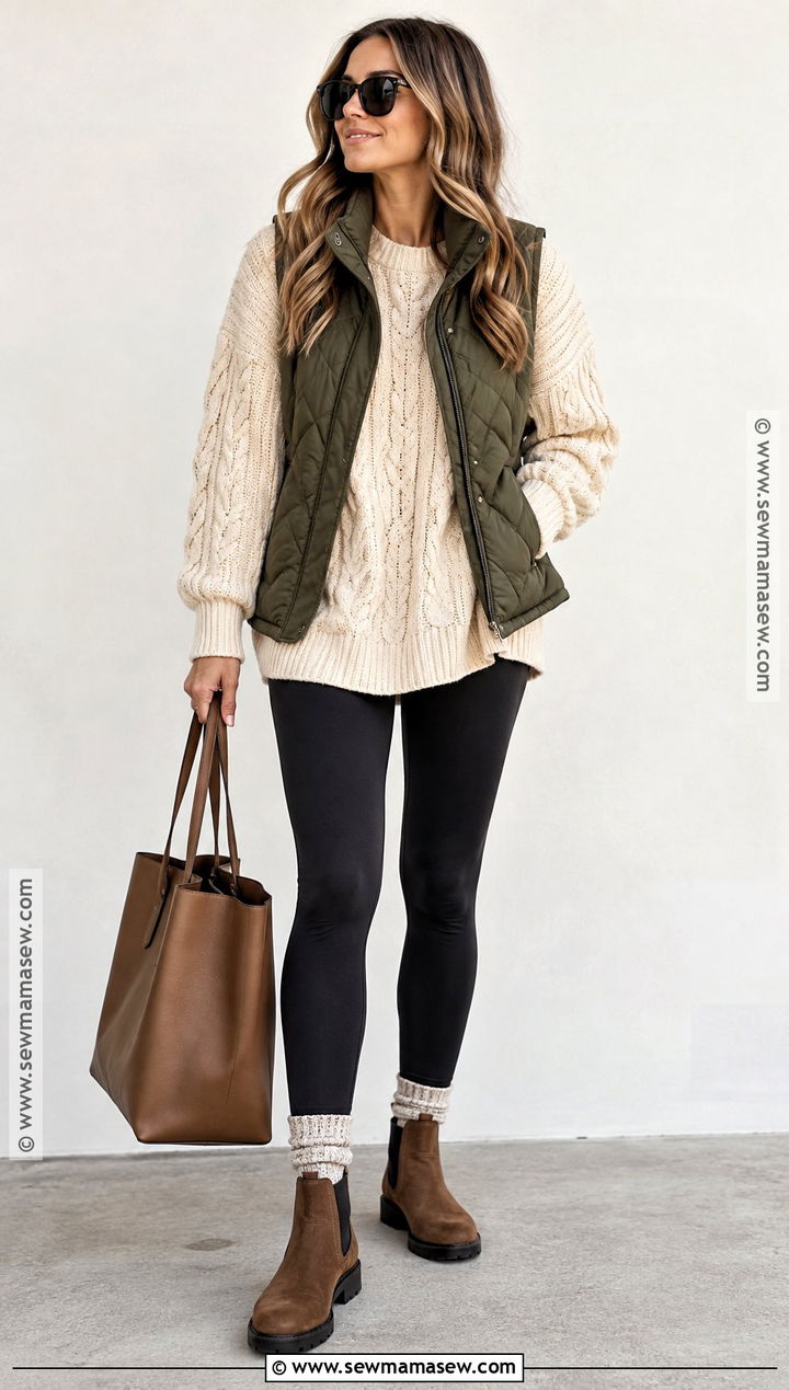 Brown Chelsea Boots With Leggings And Oversized Sweater - 20 brown boots fall outfits