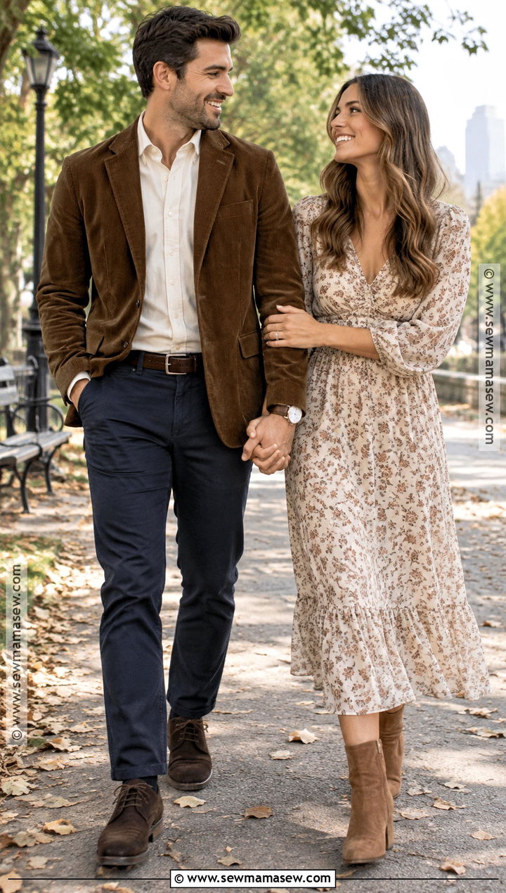 Brown Corduroy Jacket And Chinos Engagement Outfit - 15 engagement photos men outfit fall ideas
