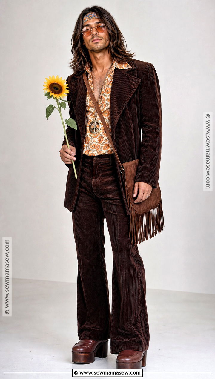 Brown Corduroy Suit Hippie Costume - 30 hippie outfits 70s costume