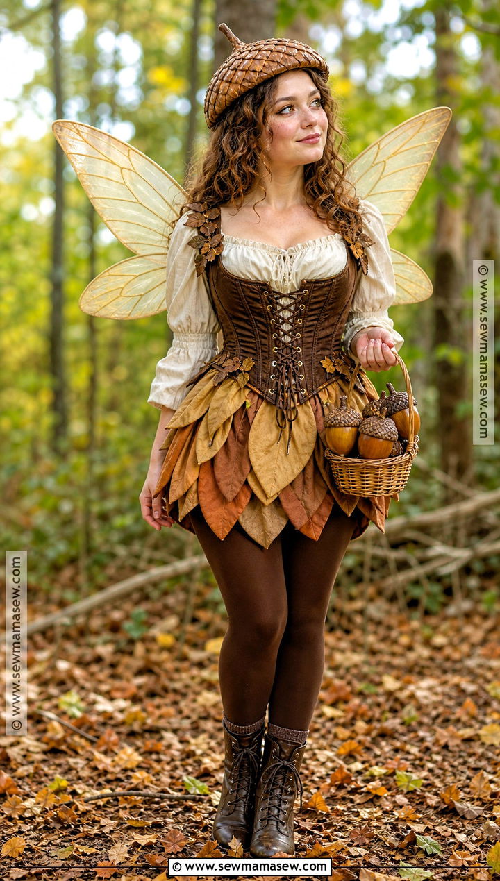 Brown Corset Acorn Fairy Costume - 30 Brown Corset Halloween Costume Ideas