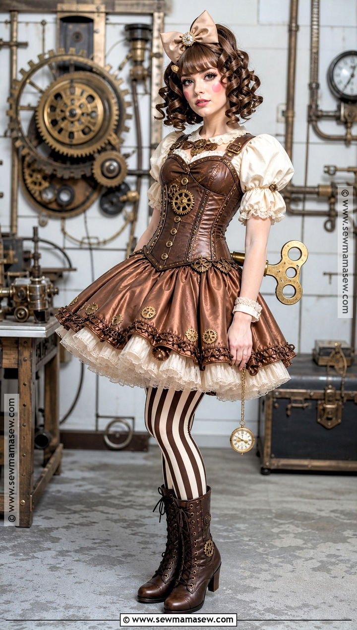 Brown Corset Clockwork Doll Costume - 30 Brown Corset Halloween Costume Ideas