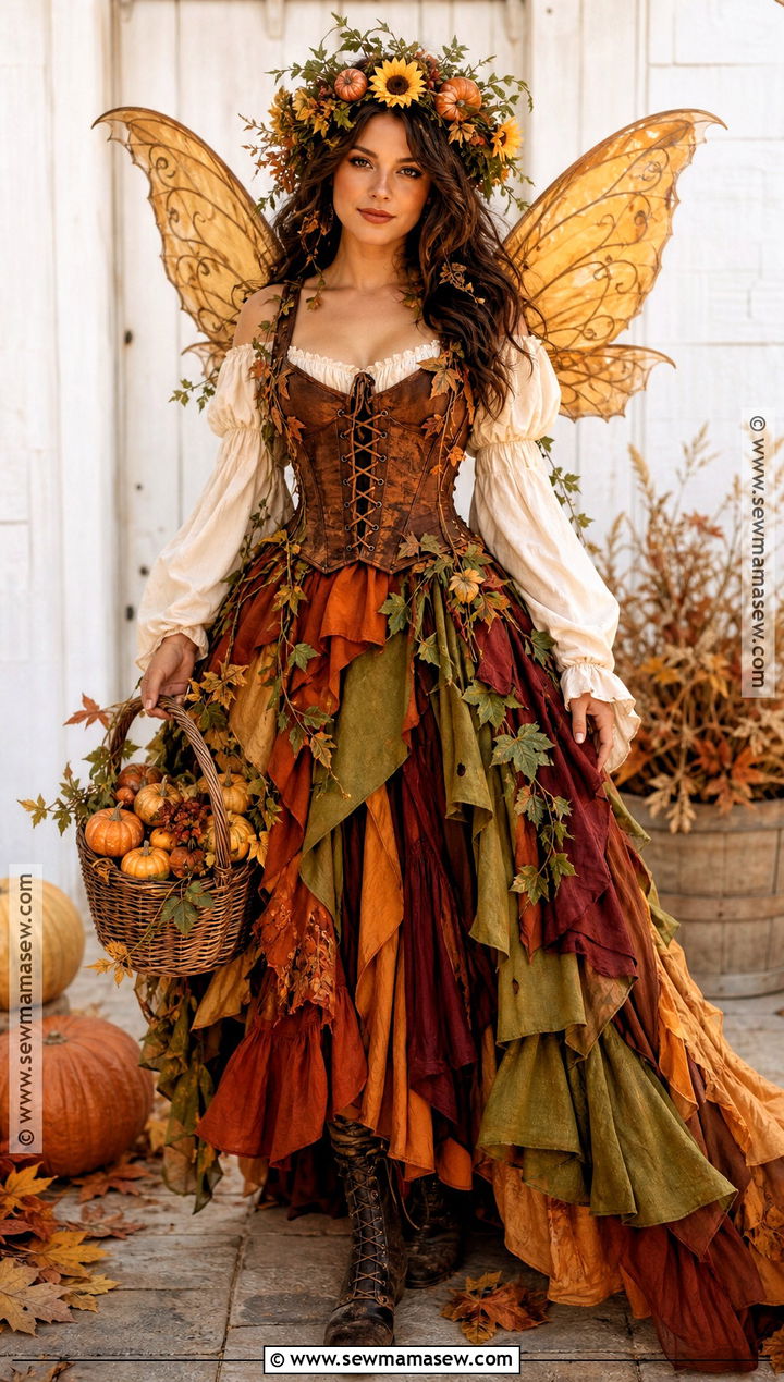 Brown Corset Harvest Fairy Costume - 30 Brown Corset Halloween Costume Ideas