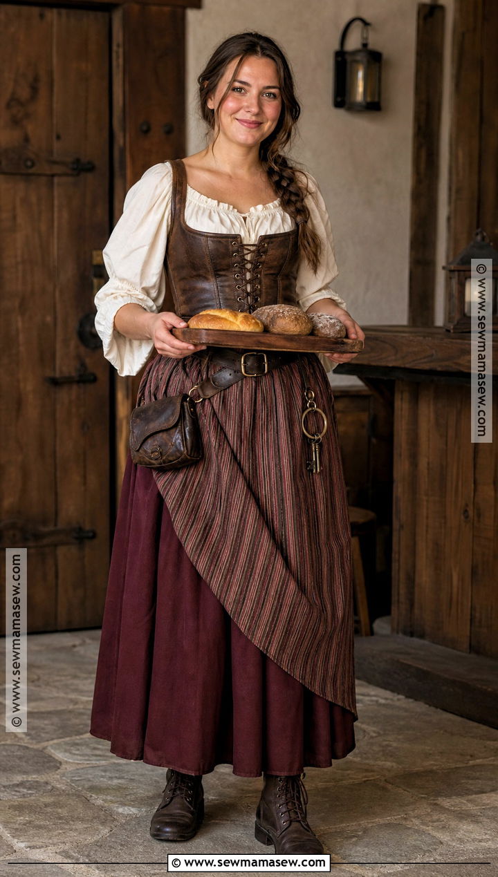Brown Corset Medieval Tavern Keeper Costume - 30 Brown Corset Halloween Costume Ideas