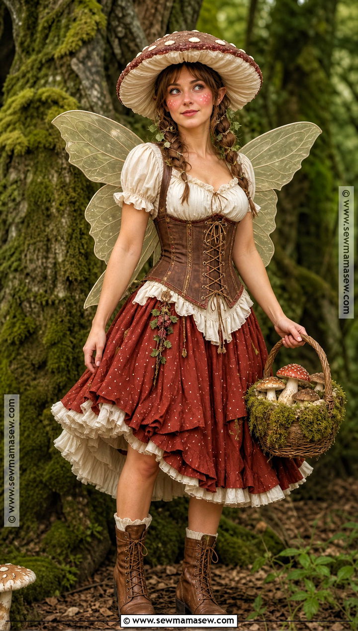 Brown Corset Mushroom Fairy Costume - 30 Brown Corset Halloween Costume Ideas