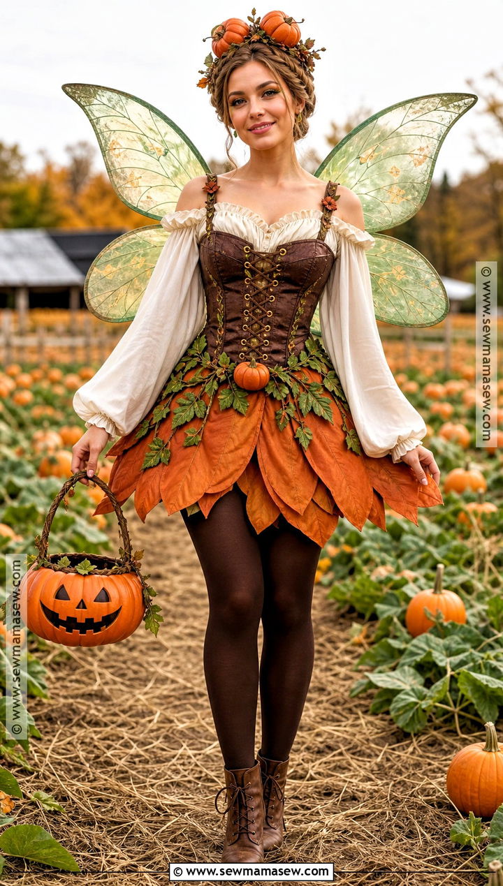 Brown Corset Pumpkin Patch Fairy Costume - 30 Brown Corset Halloween Costume Ideas