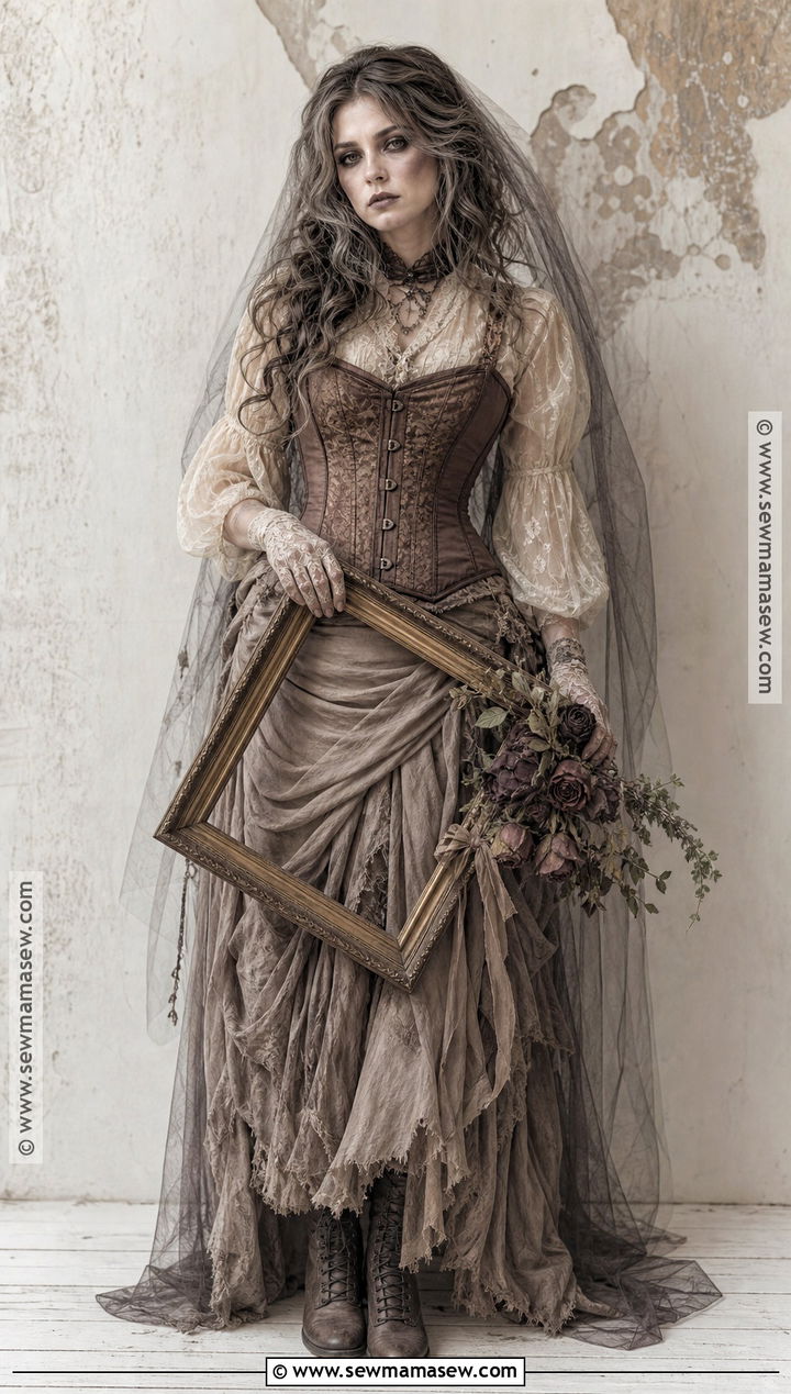 Brown Corset Sepia Ghost Costume - 30 Brown Corset Halloween Costume Ideas