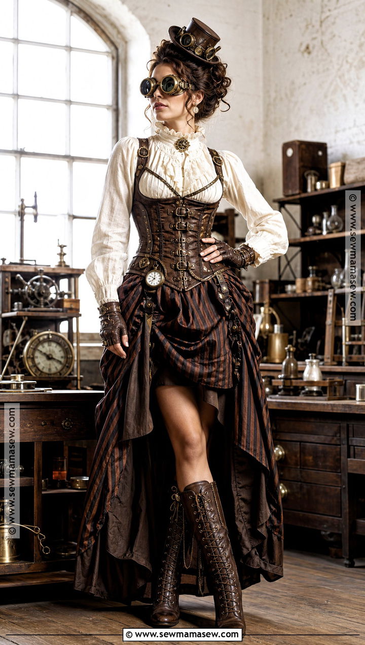 Brown Corset Steampunk Inventor Costume - 30 Brown Corset Halloween Costume Ideas