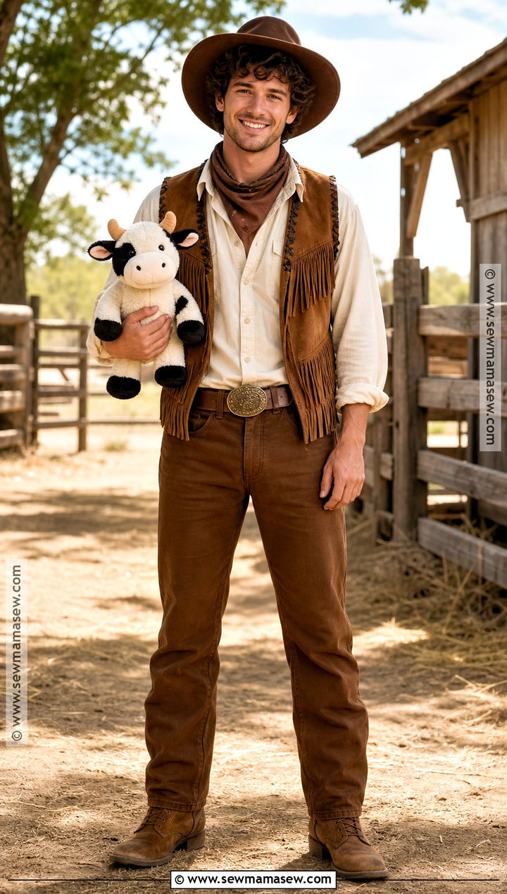 Brown Cowboy Costume With Suede Vest - 35 brown halloween costumes