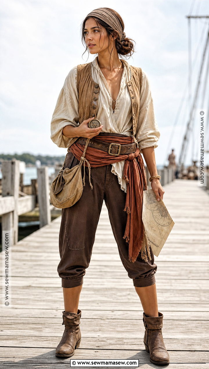 Brown Deckhand Pirate Costume - 30 Simple Pirate Costume Ideas for Women