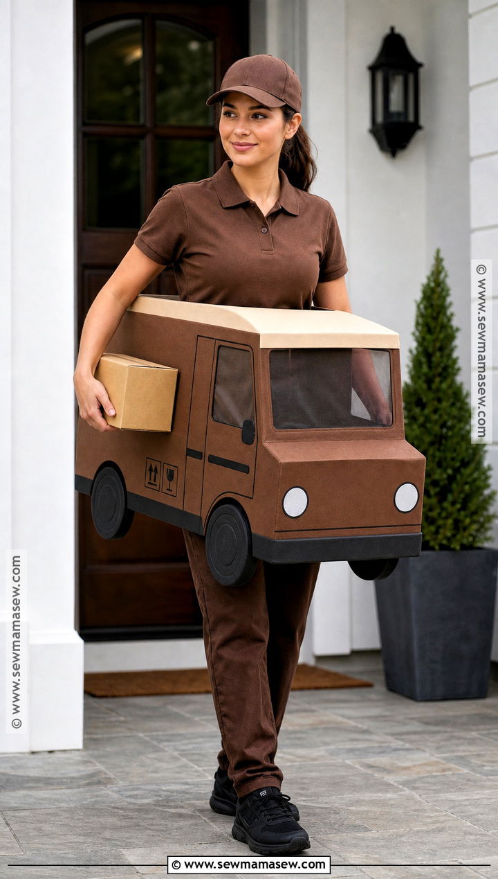 Brown Delivery Van Car Costume - 30 car costume ideas