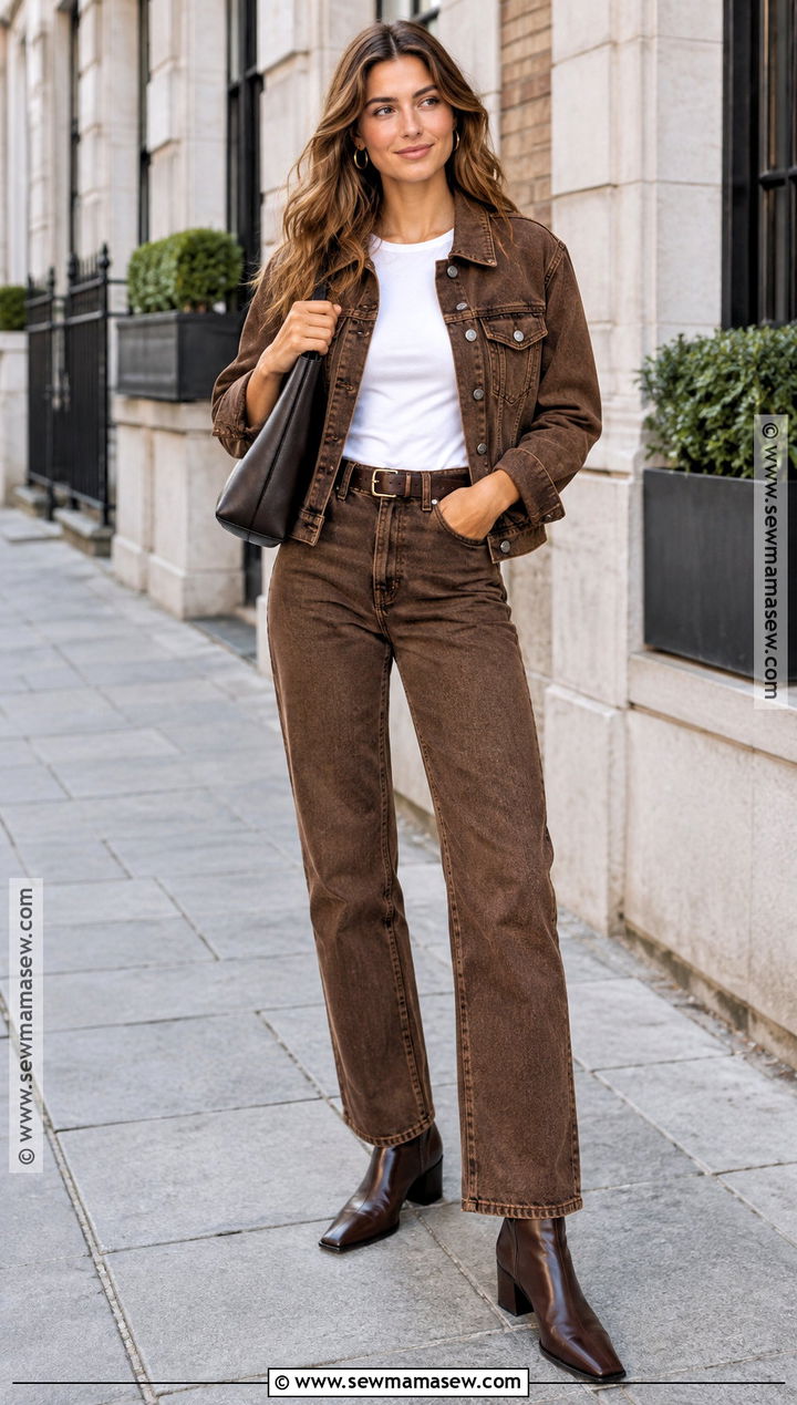 Brown Denim Jacket With Matching Jeans - 25 fall outfits brown