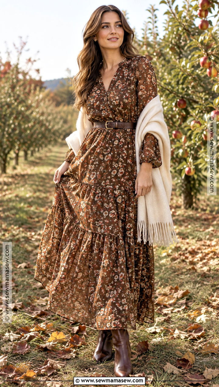 Brown Floral Engagement Photo Dress - 15 engagement photos dress fall ideas